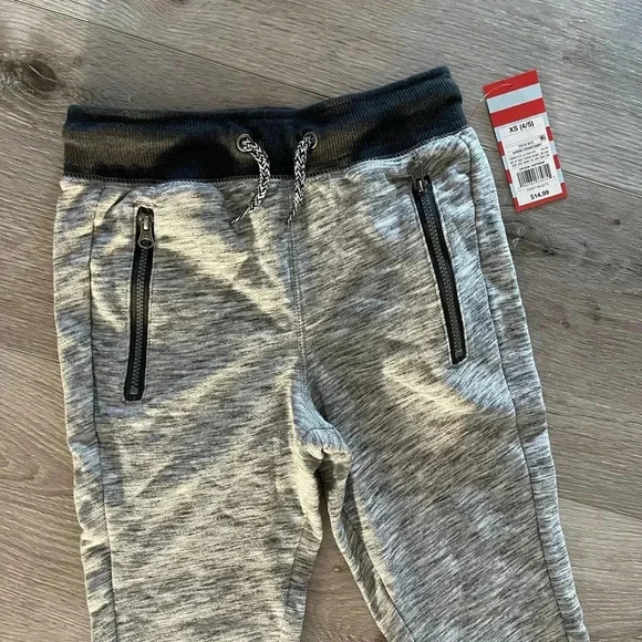 Cat & Jack Kids Drawcord Waistband Tapered Leg Pants Almond Gray XS NWT - Picture 5 of 7